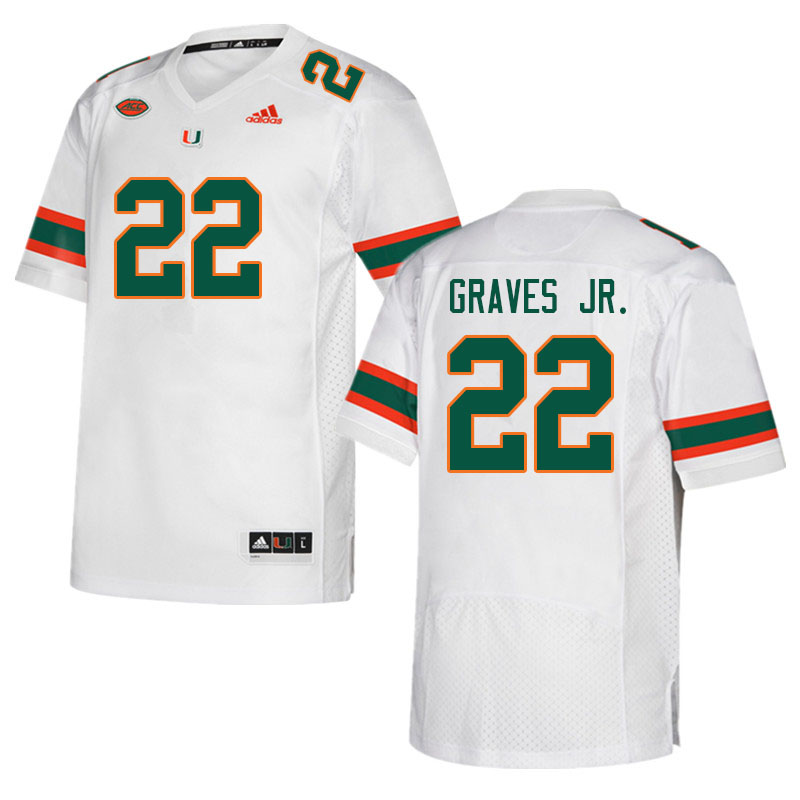 Men #22 Chris Graves Jr. Miami Hurricanes College Football Jerseys Sale-White